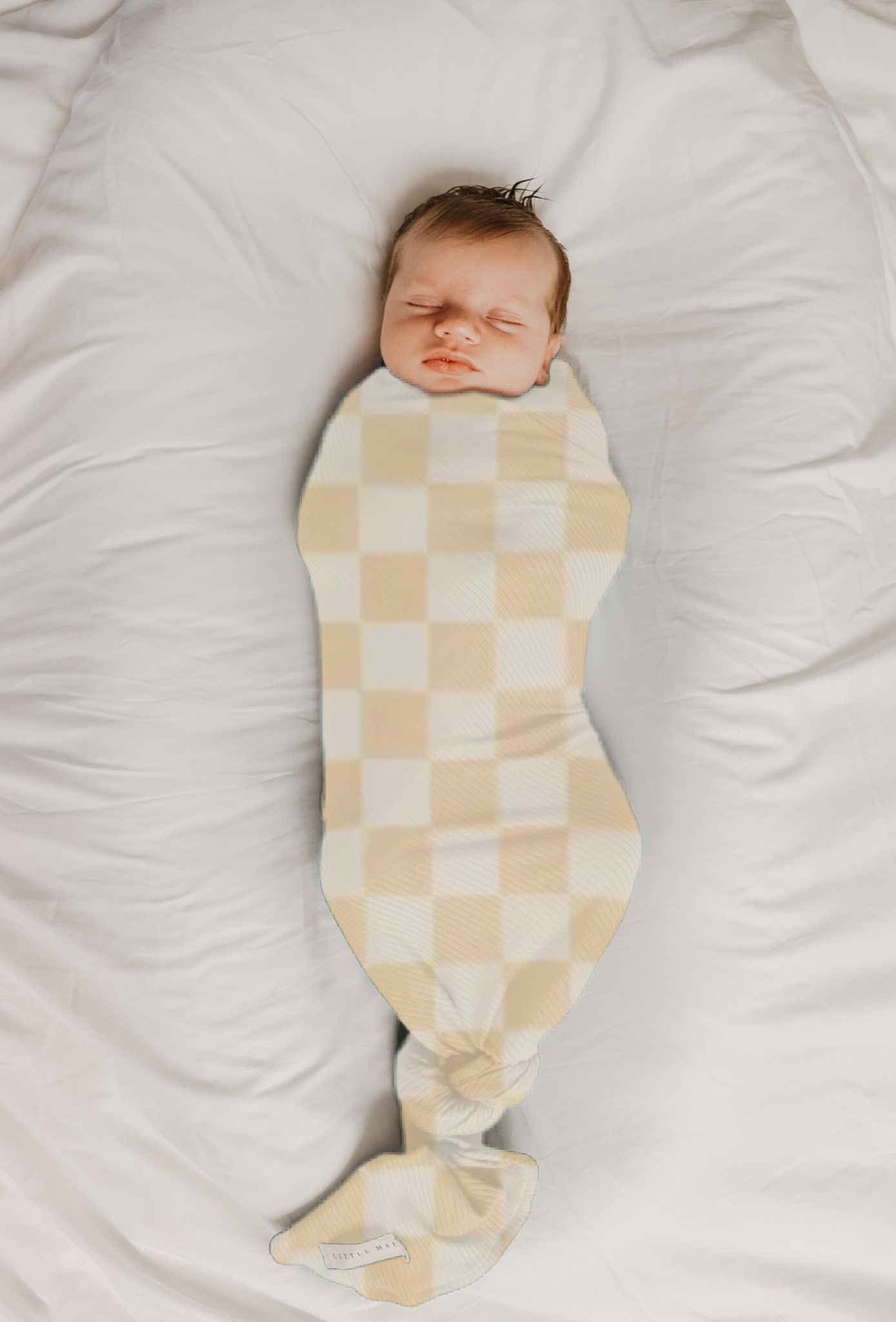 Butter Cream & White Checkered Stretch Swaddle